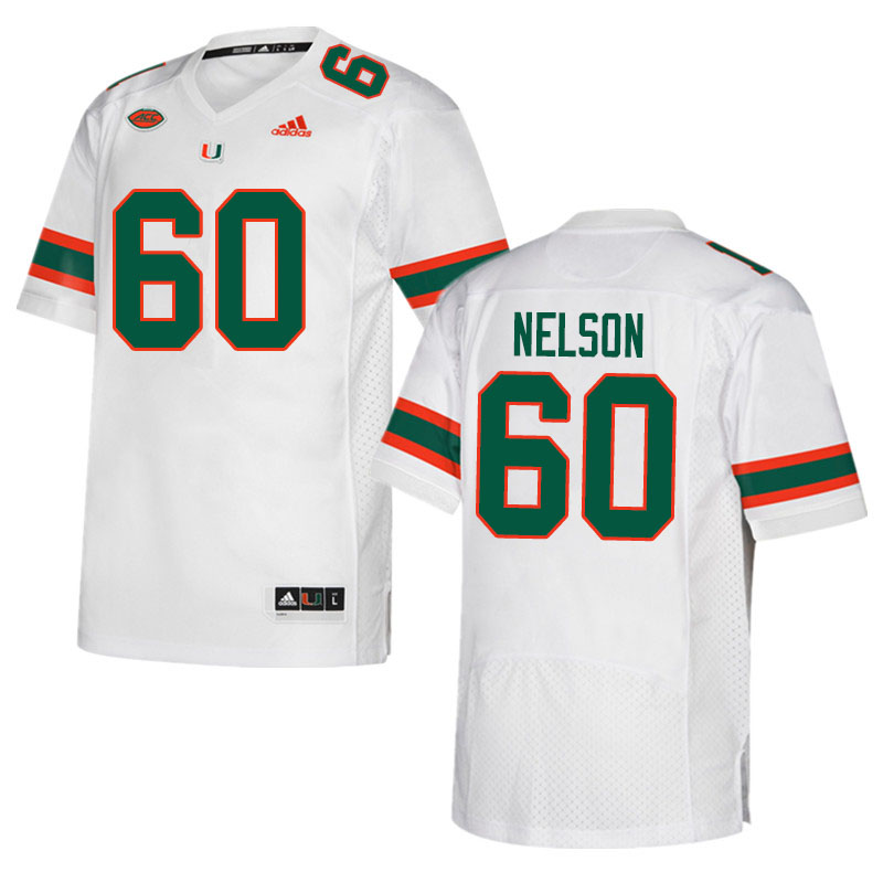 Adidas Miami Hurricanes #60 Zion Nelson College Football Jerseys Sale-White - Click Image to Close